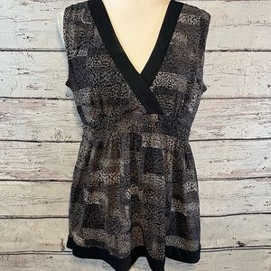 A.N.A Sleeveless V Neck Top Black & Gray-XL